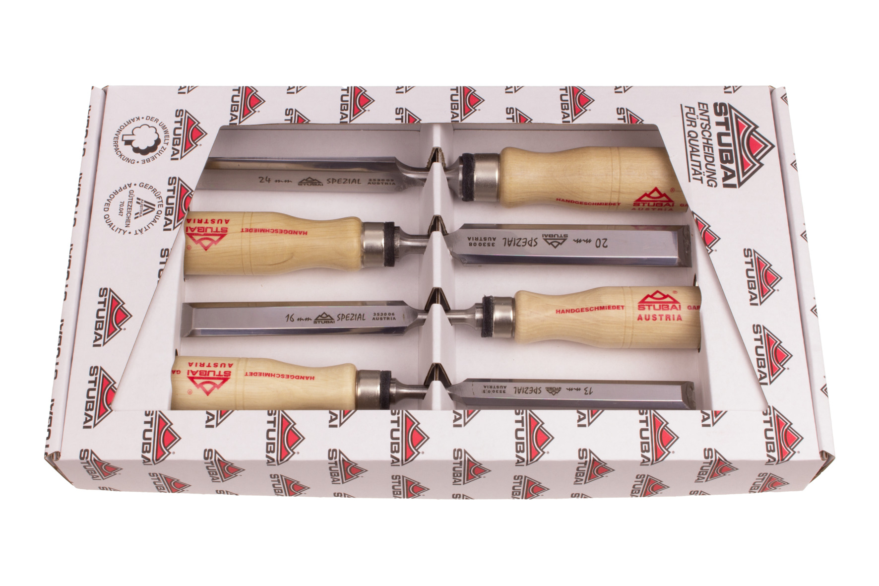 3531 Special wood chisel set, swedish type, 4 pieces