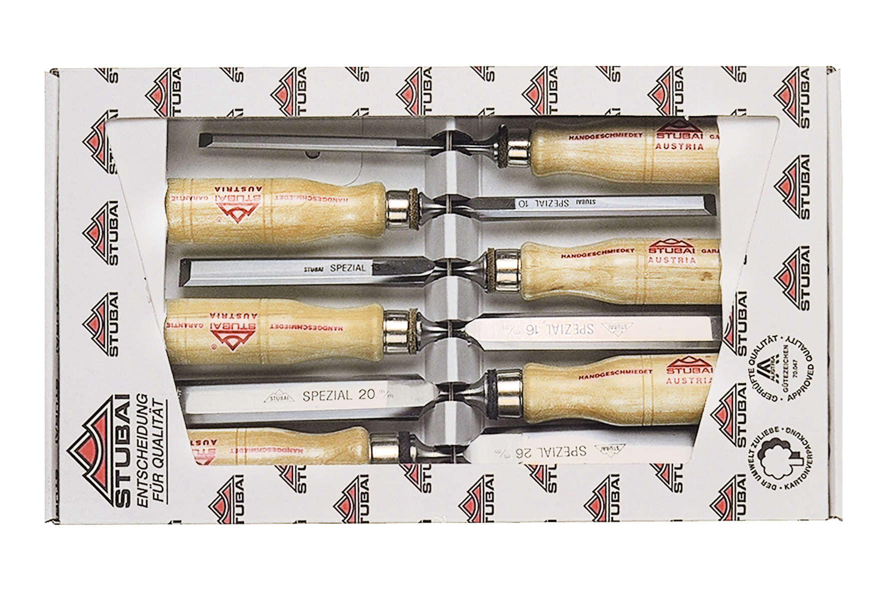 3531 Special wood chisel set, swedish type, 6 pieces