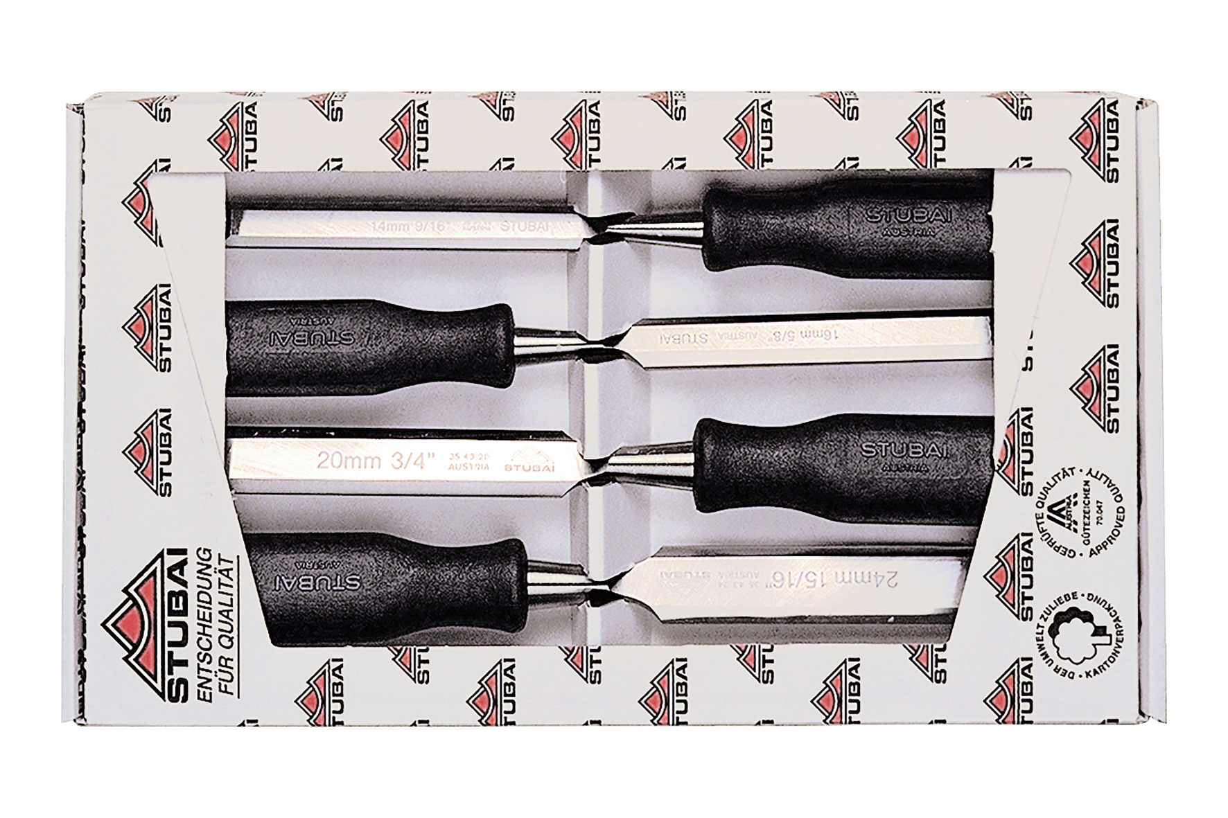 3544 Chisels set with black handle, 4 pieces