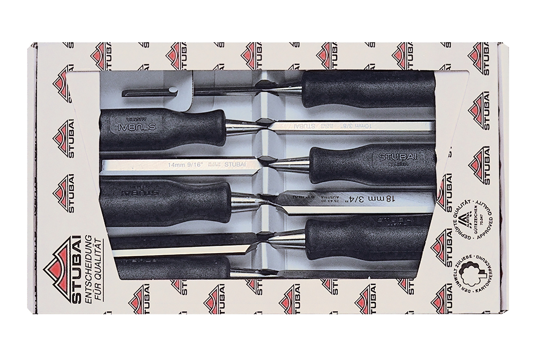 3544 Chisels set with black handle, 6 pieces