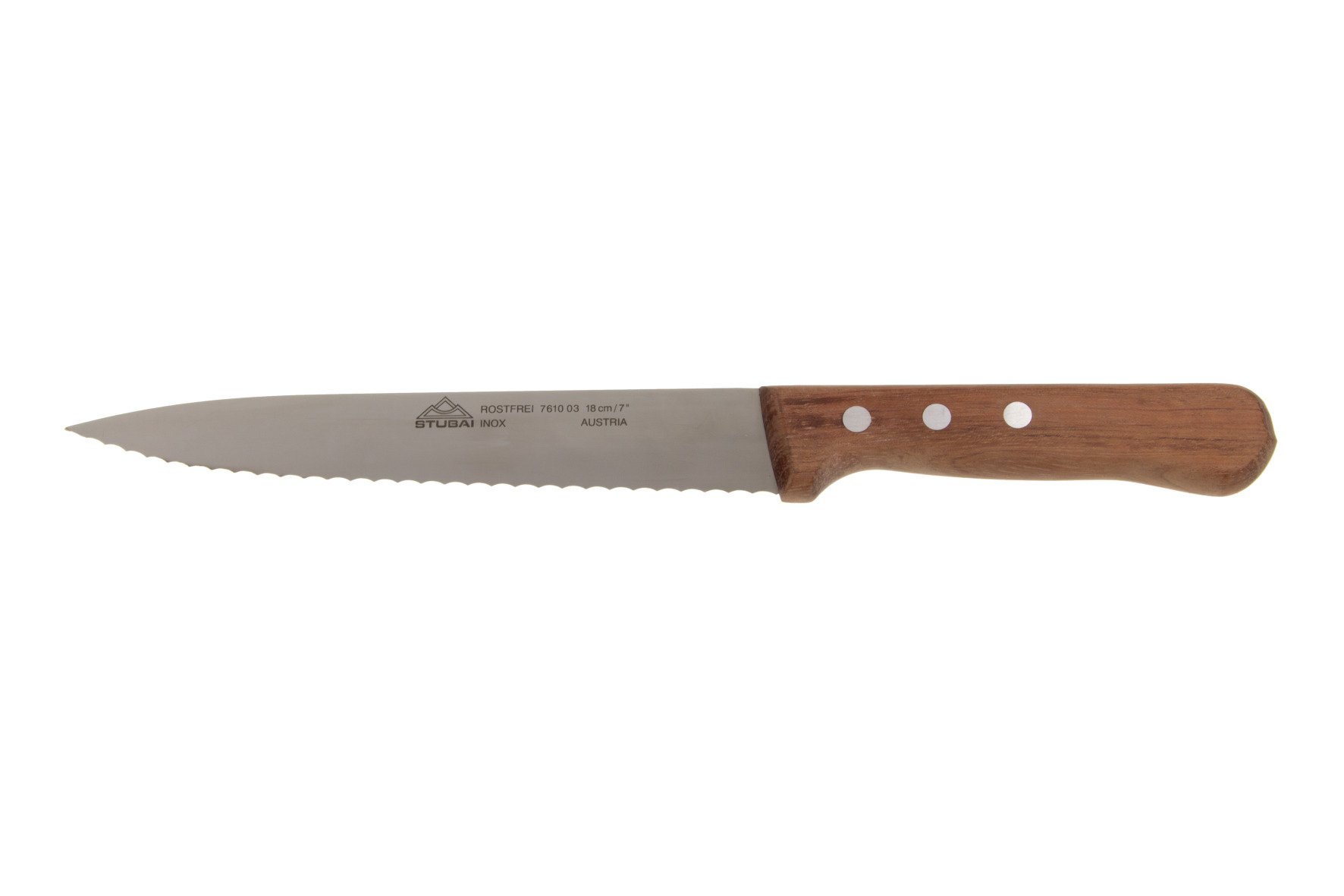 7610 Kitchen knife with serration with precious wood handle