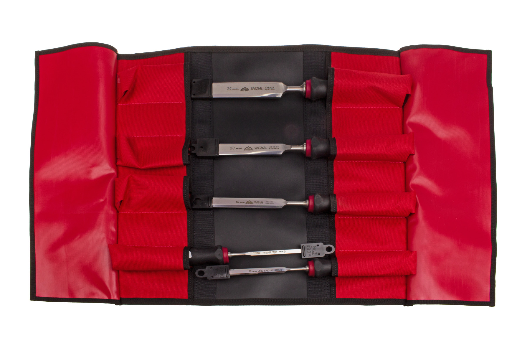 S3561 Professional chisel set with 2K handle, 5 pcs. in roll-up bag